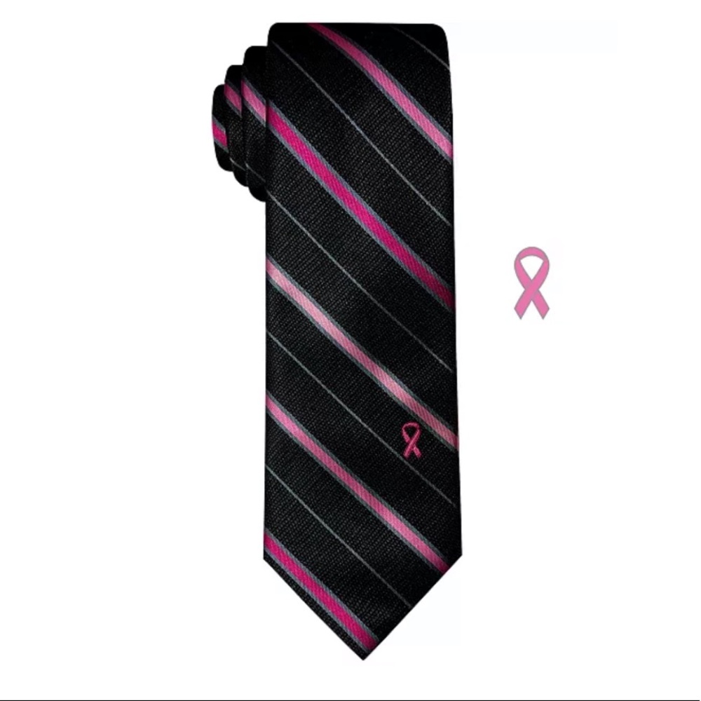 Men’s classic textured stripe tie with lapel pin